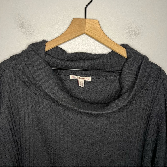 NWT NEW Free People Juicy Long Sleeve Thermal Mock Neck Top in Black Small S - Picture 5 of 7